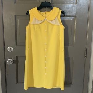 Vintage 1960s yellow ribbed mod dress